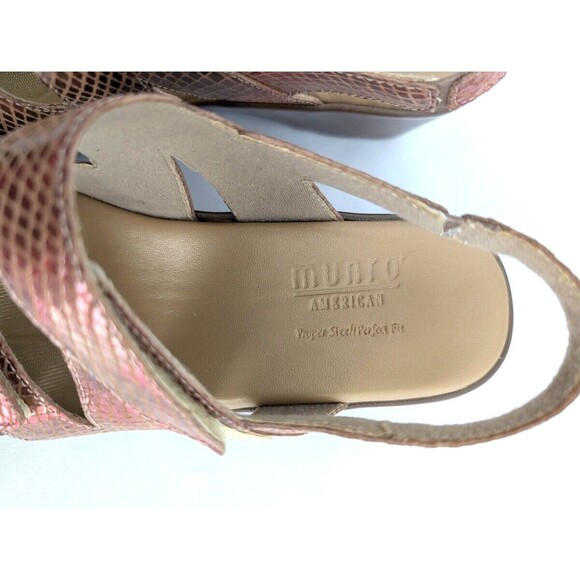 Munro Sandal Mary Jane Brown Snake Print Wedge Adjustable Strap Shoes Sz 6M - Picture 5 of 8
